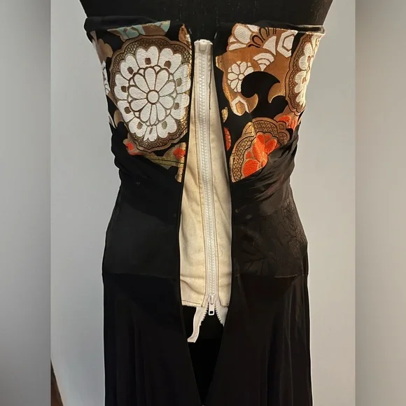 Custom Anne Namba strapless silk gown sz s